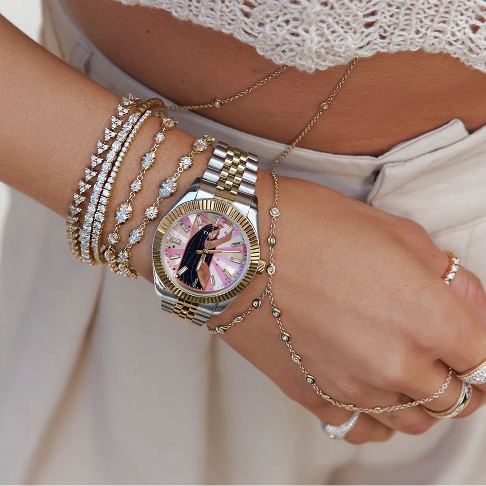 Timex x Jacquie Aiche Legacy Musings Watch PINK Mother of Pearl - Picture 4 of 12